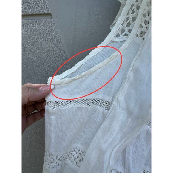 Isabel Marat Etoile White Boho Lace Crochet Blouse Top Sz 38 /M Romantic Cottage - Picture 13 of 13